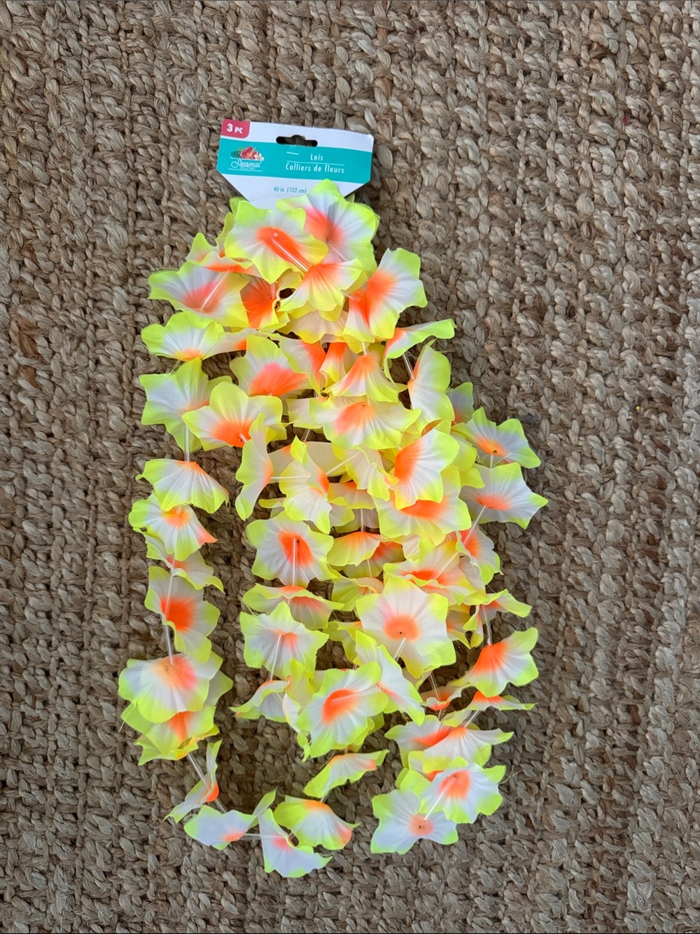 Floral Luau Lei - Neon Yellow and Orange 3 piece set Halloween costume